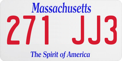 MA license plate 271JJ3
