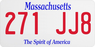 MA license plate 271JJ8