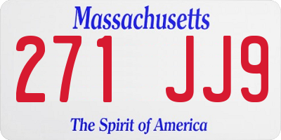 MA license plate 271JJ9