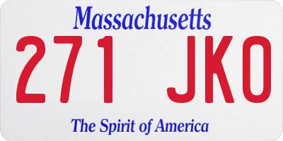 MA license plate 271JK0