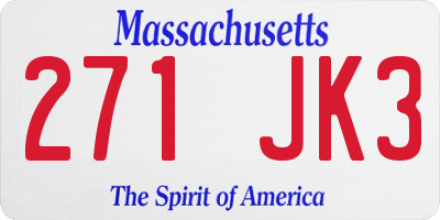 MA license plate 271JK3