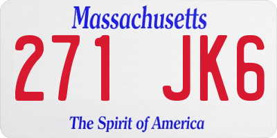MA license plate 271JK6