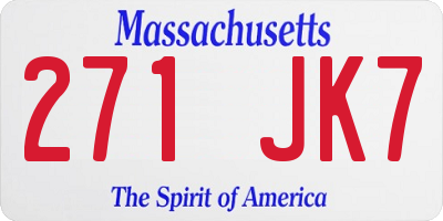 MA license plate 271JK7