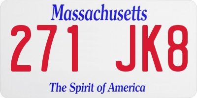 MA license plate 271JK8