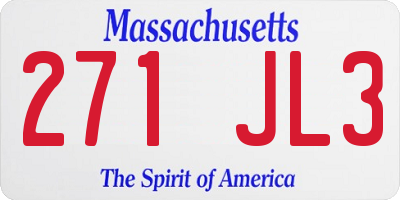 MA license plate 271JL3