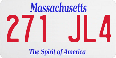MA license plate 271JL4