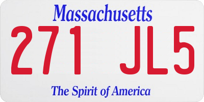 MA license plate 271JL5