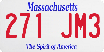 MA license plate 271JM3