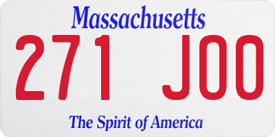 MA license plate 271JO0