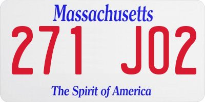 MA license plate 271JO2