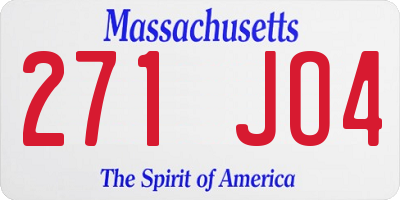 MA license plate 271JO4