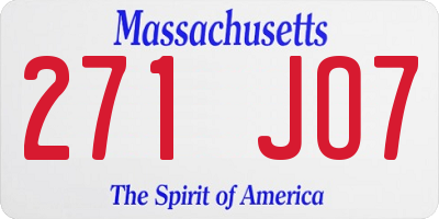 MA license plate 271JO7