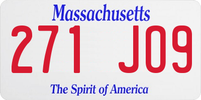 MA license plate 271JO9