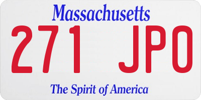MA license plate 271JP0