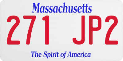 MA license plate 271JP2