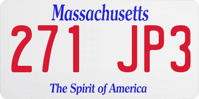 MA license plate 271JP3