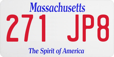 MA license plate 271JP8