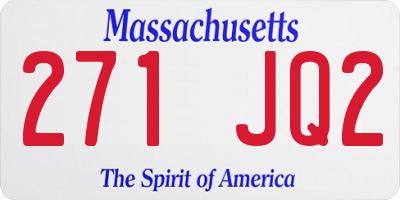 MA license plate 271JQ2