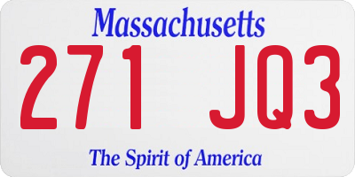 MA license plate 271JQ3