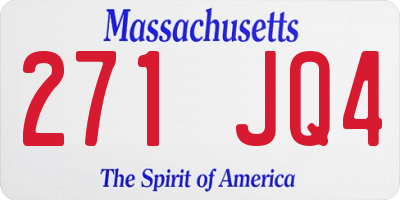 MA license plate 271JQ4