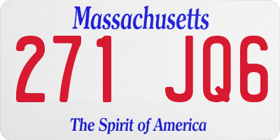MA license plate 271JQ6