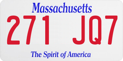 MA license plate 271JQ7