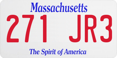 MA license plate 271JR3