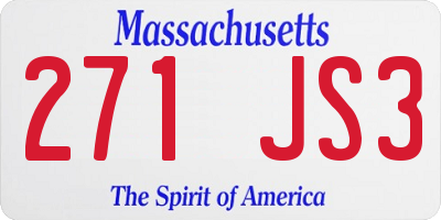 MA license plate 271JS3