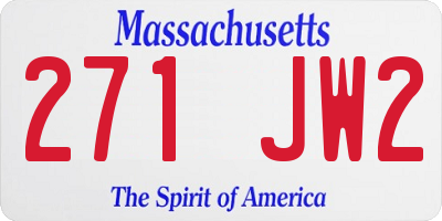 MA license plate 271JW2