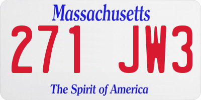 MA license plate 271JW3