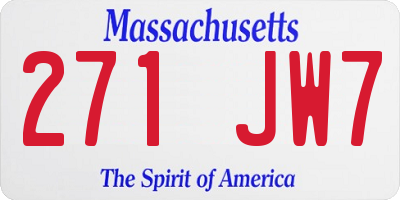 MA license plate 271JW7