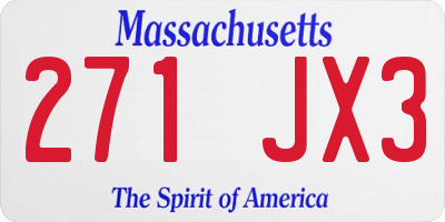 MA license plate 271JX3