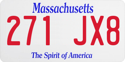 MA license plate 271JX8