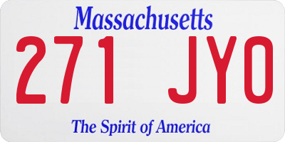 MA license plate 271JY0