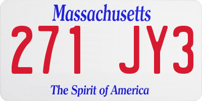 MA license plate 271JY3