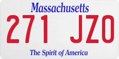MA license plate 271JZ0
