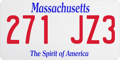 MA license plate 271JZ3