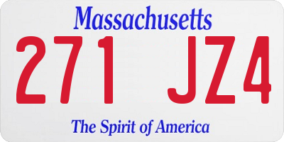 MA license plate 271JZ4