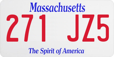 MA license plate 271JZ5