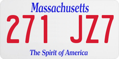 MA license plate 271JZ7