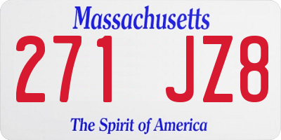 MA license plate 271JZ8