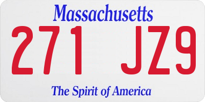 MA license plate 271JZ9