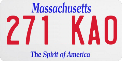 MA license plate 271KA0