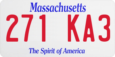 MA license plate 271KA3