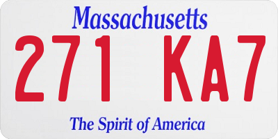 MA license plate 271KA7
