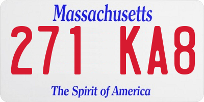 MA license plate 271KA8