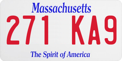 MA license plate 271KA9