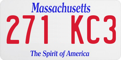MA license plate 271KC3