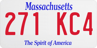 MA license plate 271KC4