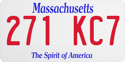 MA license plate 271KC7